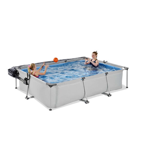 Piscine EXIT Soft Grey 300x200x65cm avec pompe filtrante et d&ocirc;me - gris