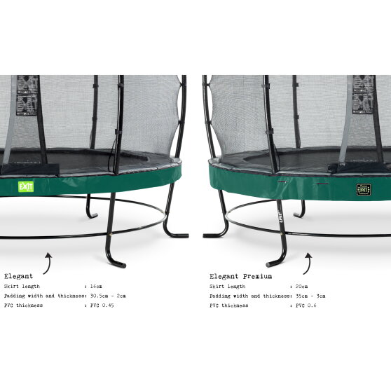 Trampoline EXIT Elegant Premium ensemble complet ø366cm - vert