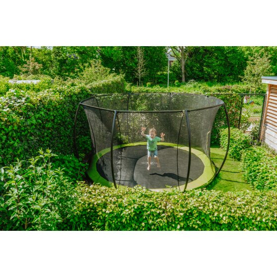 Trampoline enterré EXIT Silhouette ø427cm avec filet de sécurité - vert