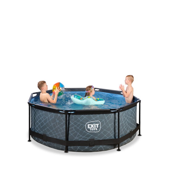 Piscine EXIT Stone ø244x76cm avec pompe filtrante - grise