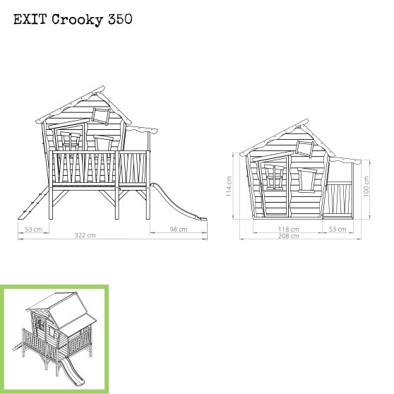 Maisonnette en bois EXIT Crooky 350 - gris-beige