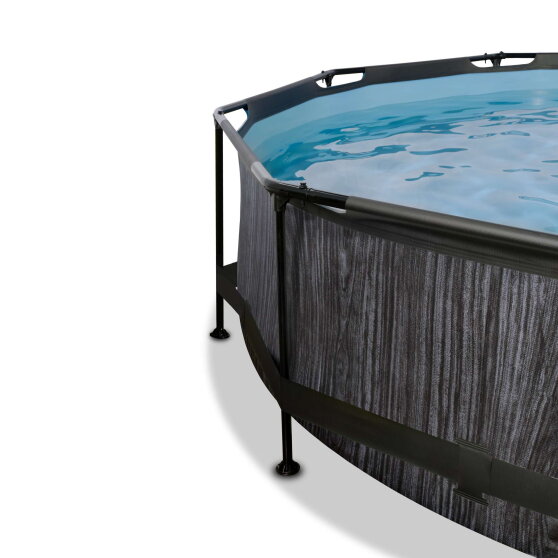 Piscine EXIT Black Wood &oslash;300x76cm avec pompe filtrante - noir