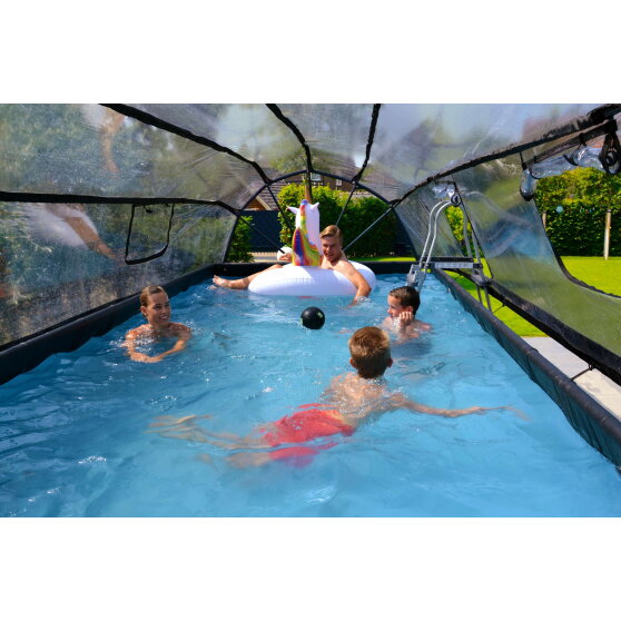 Piscine EXIT Stone 540x250x100cm avec pompe filtrante à sable et dôme - grise