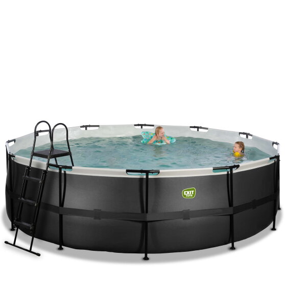 Piscine EXIT Black Leather ø488x122cm avec pompe filtrante à sable - noir