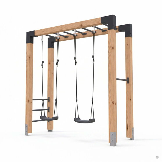 EXIT Linea Robust 110 Barre de singe en bois avec balançoire double