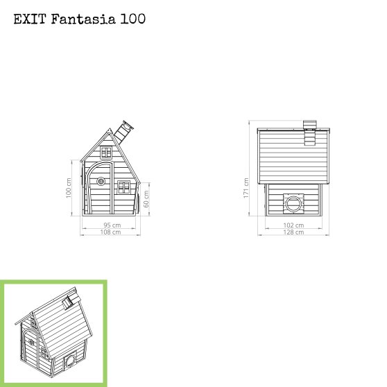 Cabane en bois EXIT Fantasia 100 - vert