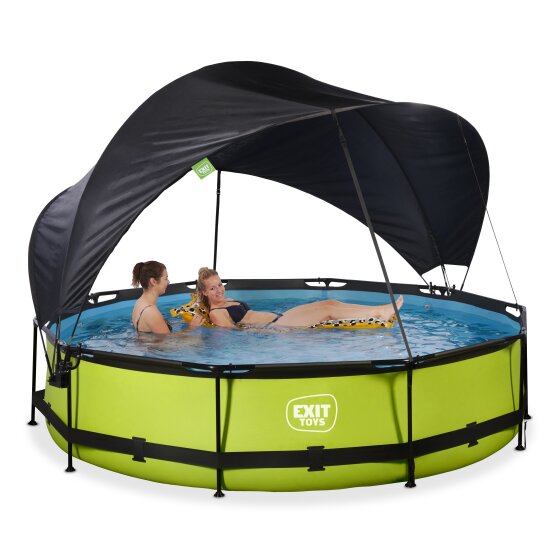 Piscine EXIT Lime ø360x76cm avec pompe filtrante et voile d'ombrage - vert