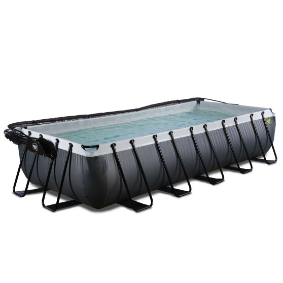 Piscine EXIT Black Leather 540x250x100cm avec pompe filtrante &agrave; sable et d&ocirc;me - noir