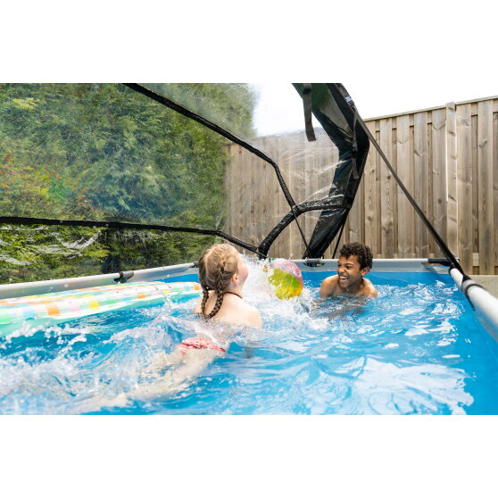 Piscine EXIT Soft Grey 300x200x65cm avec pompe filtrante et d&ocirc;me - gris