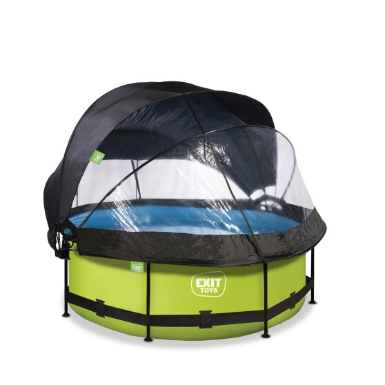 Piscine EXIT Lime ø244x76cm avec pompe filtrante et dôme et voile d'ombrage - vert