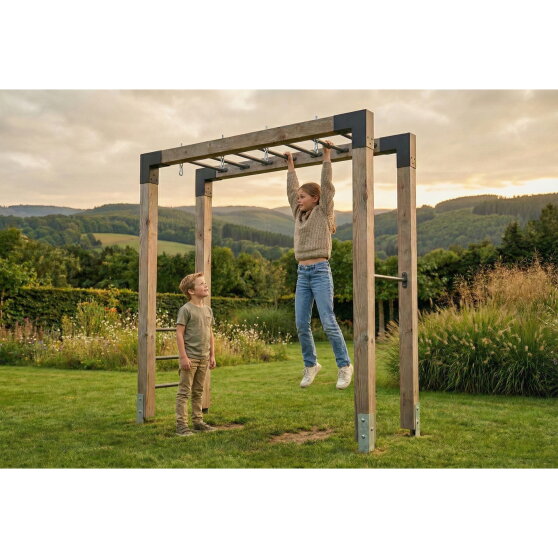 EXIT Linea Robust 110 Barre de singe en bois avec balan&ccedil;oire double