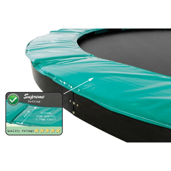 Trampoline EXIT Supreme groundlevel ø427cm avec filet de sécurité - vert