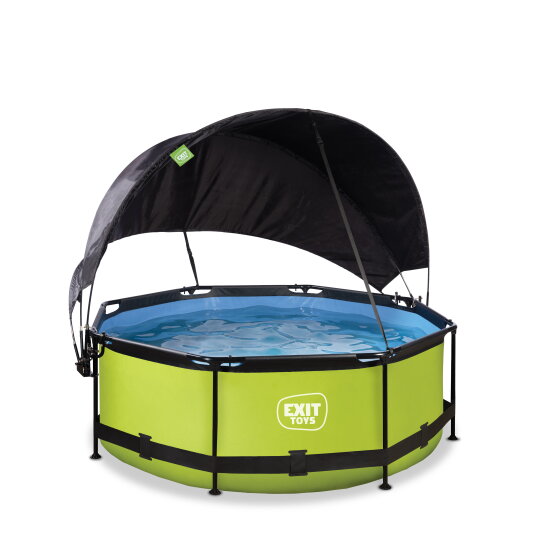 Piscine EXIT Lime ø244x76cm avec pompe filtrante et voile d'ombrage - vert