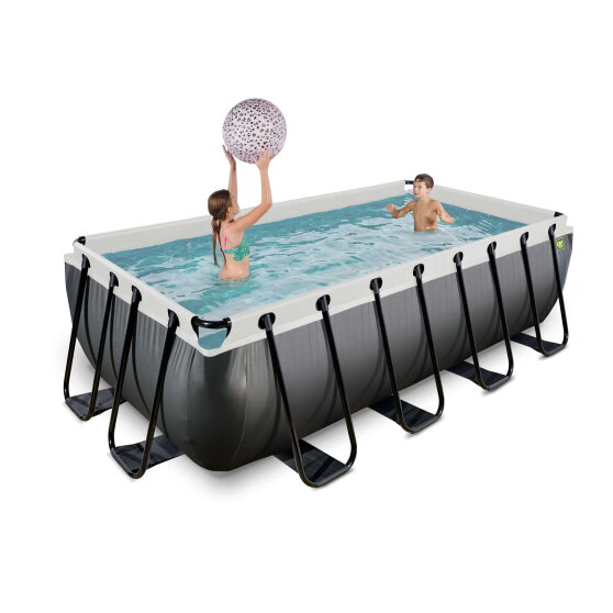 Piscine EXIT Black Leather 400x200x100cm avec pompe filtrante à sable - noir