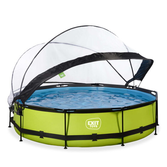 Piscine EXIT Lime &oslash;360x76cm avec pompe filtrante et d&ocirc;me - vert