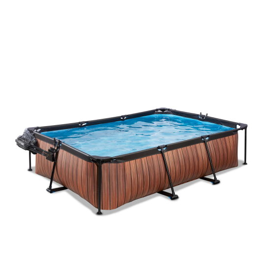 Piscine EXIT Wood 300x200x65cm avec pompe filtrante et d&ocirc;me - marron