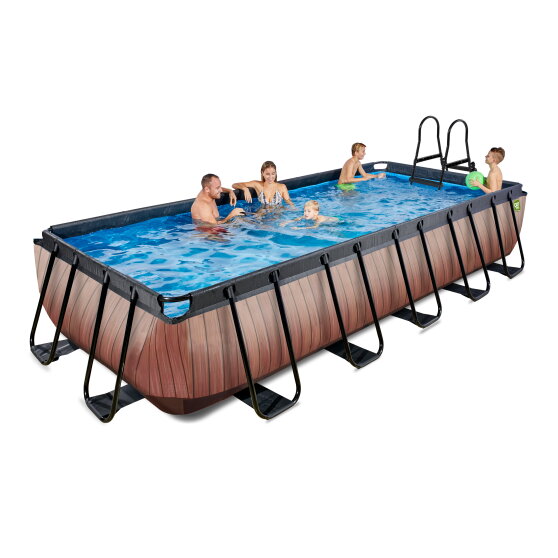 Piscine EXIT Wood 540x250x100cm avec pompe filtrante à sable - marron