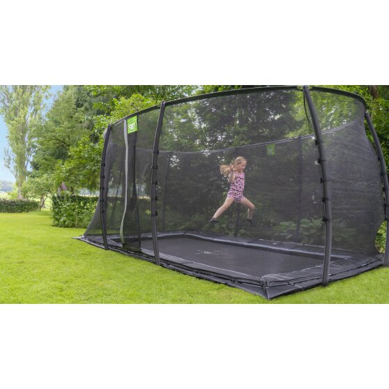 EXIT Dynamic trampoline enterré au niveau du sol 244x427cm avec filet de sécurité - noir