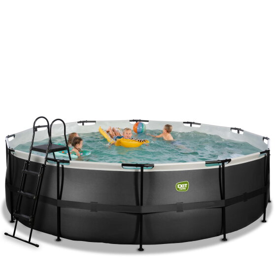 Piscine EXIT Black Leather ø488x122cm avec pompe filtrante à sable - noir