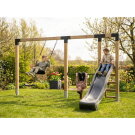 EXIT Linea Robust 110 Balan&ccedil;oire double en bois avec barre fixe et toboggan