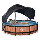 Piscine EXIT Wood &oslash;360x76cm avec pompe filtrante et voile d'ombrage - marron