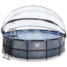Piscine EXIT Stone &oslash;450x122cm avec pompe filtrante &agrave; sable et d&ocirc;me - grise