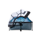 Piscine EXIT Stone 220x150x65cm avec pompe filtrante et d&ocirc;me - grise