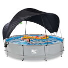 Piscine EXIT Soft Grey ø360x76cm avec pompe filtrante et voile d'ombrage - gris