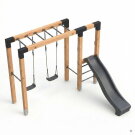 EXIT Linea Robust 110 Barre de singe en bois avec balan&ccedil;oire double et toboggan
