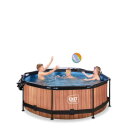 Piscine EXIT Wood ø244x76cm avec pompe filtrante et dôme - marron