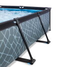 Piscine EXIT Stone 220x150x65cm avec pompe filtrante et voile d'ombrage - grise
