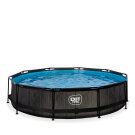 Piscine EXIT Black Wood ø360x76cm avec pompe filtrante - noir