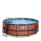 Piscine EXIT Wood ø427x122cm avec pompe filtrante à sable - marron