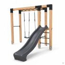 EXIT Linea Robust 110 Barre de singe en bois avec balan&ccedil;oire double et toboggan