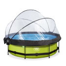 Piscine EXIT Lime &oslash;300x76cm avec pompe filtrante et d&ocirc;me et voile d'ombrage - vert