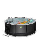 Piscine EXIT Black Leather ø360x122cm avec pompe filtrante à sable - noir