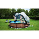 Piscine EXIT Wood ø360x76cm avec pompe filtrante et dôme - marron