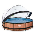 Piscine EXIT Wood &oslash;360x76cm avec pompe filtrante et d&ocirc;me - marron