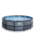 Piscine EXIT Stone ø427x122cm avec pompe filtrante à sable - grise