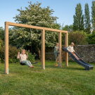 EXIT Linea Massiv 140 Balançoire double en bois avec barre fixe et toboggan