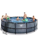 Piscine EXIT Stone ø488x122cm avec pompe filtrante à sable - grise