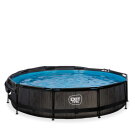 Piscine EXIT Black Wood &oslash;360x76cm avec pompe filtrante et voile d'ombrage - noir