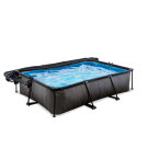 Piscine EXIT Black Wood 300x200x65cm avec pompe filtrante et d&ocirc;me et voile d'ombrage - noir