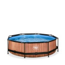 Piscine EXIT Wood ø300x76cm avec pompe filtrante - marron