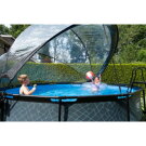Piscine EXIT Stone ø427x122cm avec pompe filtrante à sable et dôme et pompe à chaleur - grise