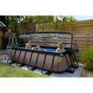Piscine EXIT Wood 400x200x100cm avec pompe filtrante à sable et dôme et pompe à chaleur - marron