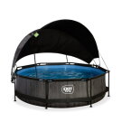 Piscine EXIT Black Wood ø300x76cm avec pompe filtrante et voile d'ombrage - noir