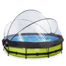 Piscine EXIT Lime &oslash;360x76cm avec pompe filtrante et d&ocirc;me et voile d'ombrage - vert