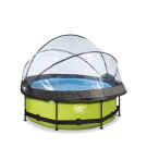 Piscine EXIT Lime &oslash;244x76cm avec pompe filtrante et d&ocirc;me - vert