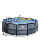 Piscine EXIT Stone ø427x122cm avec pompe filtrante à sable - grise
